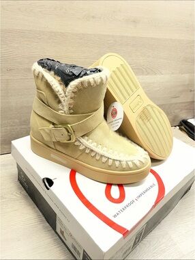 Blondo Sand Suede Winter Boot with Tan Accent Trim #225